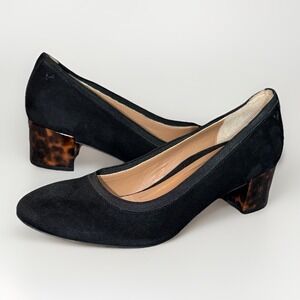 Vionic Black Suede Block Heel Pumps with Tortoiseshell Heel